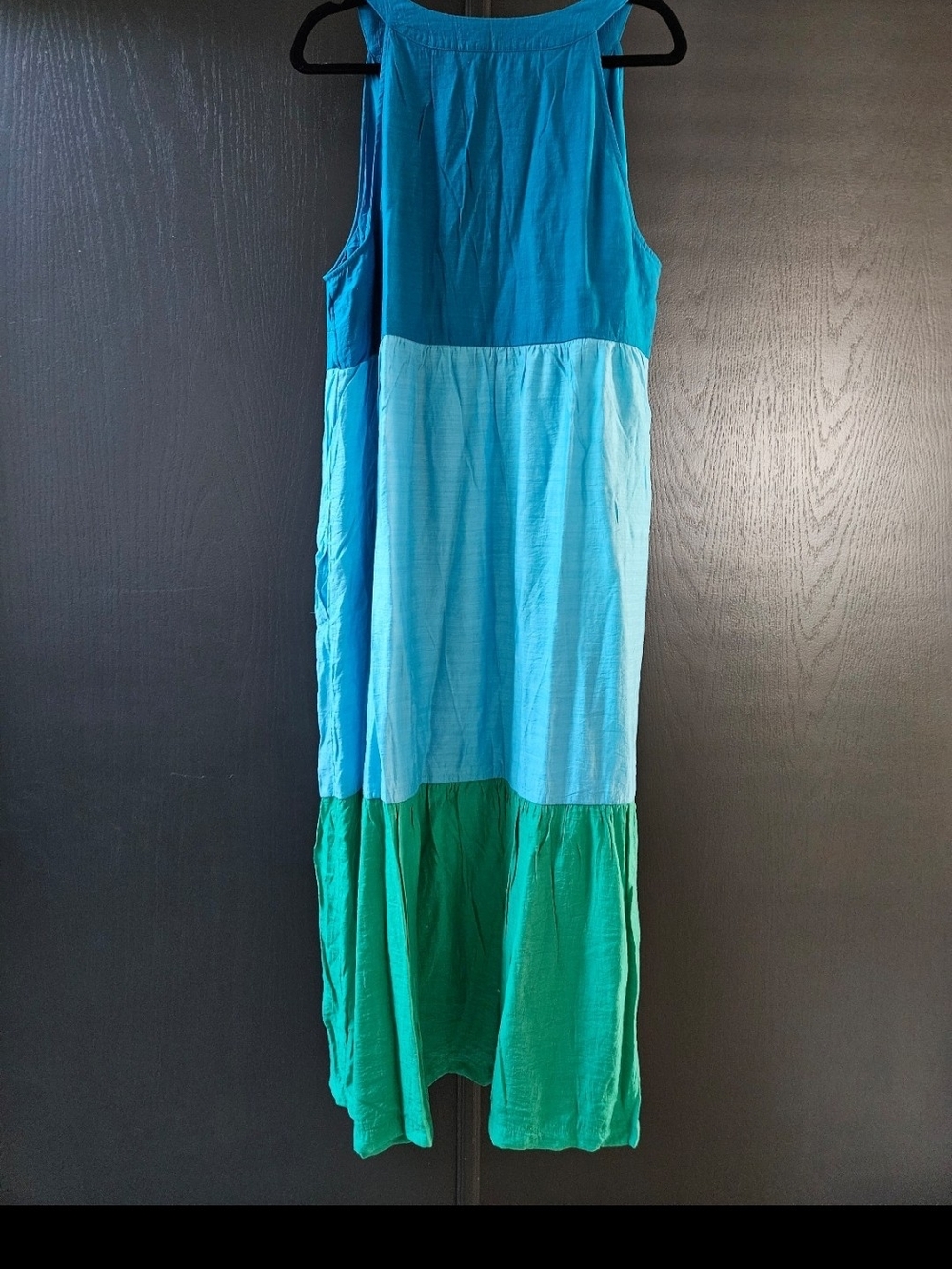 J. Jill Colorblock V-Neck Maxi Coverup in Teal, Aqua & Emerald XL - Picture 4 of 4